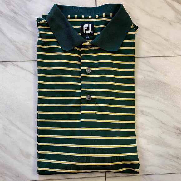 FootJoy Performance Golf Polo Green Yellow Striped Penn Oaks Golf Club XXL 2XL - Picture 1 of 6